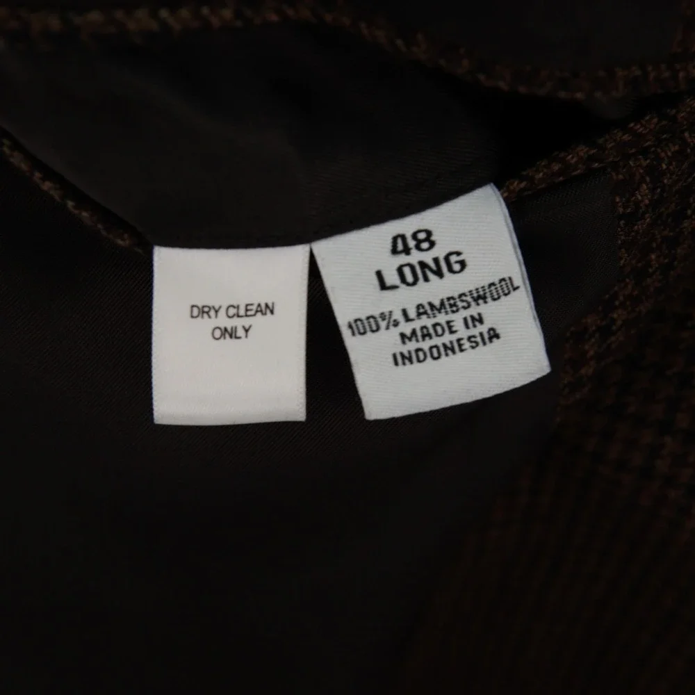 Joseph & Feiss International Lambswool Tweed Brown Tan Blue Check 48L Sport Coat